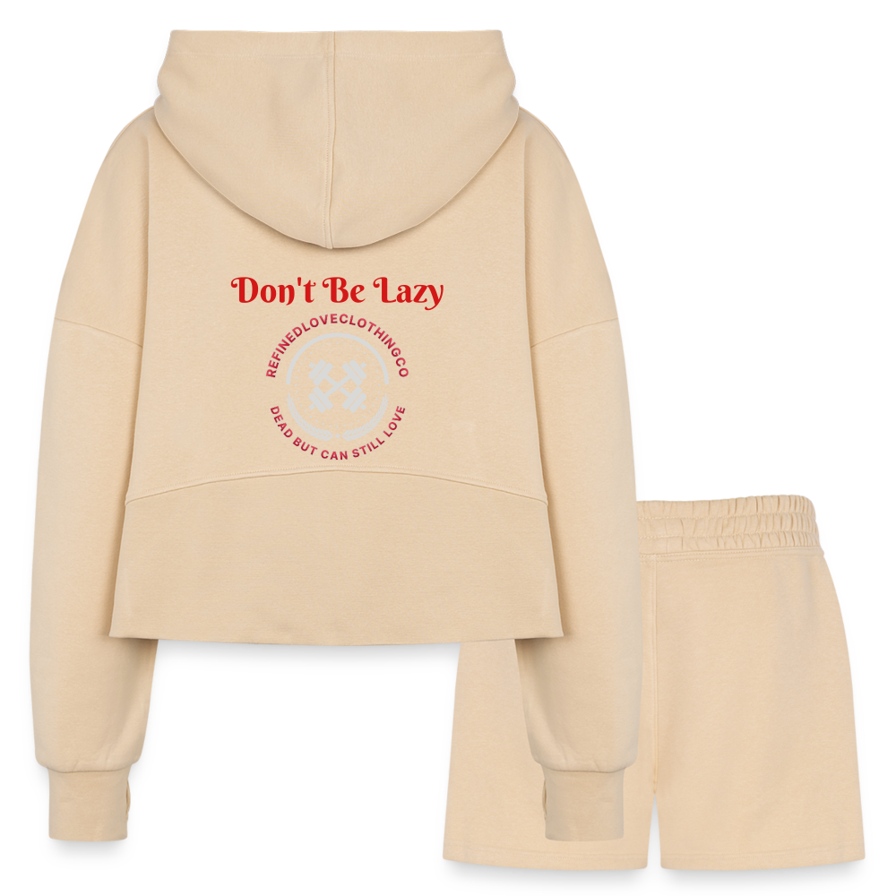 Women’s Cropped Hoodie & Jogger Short Set - nude