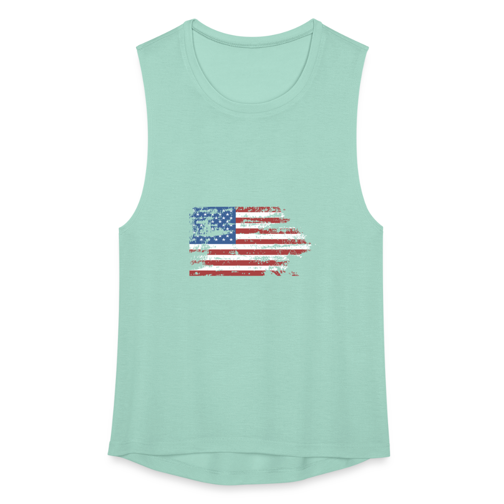 Women's Flowy Muscle Tank by American Pride - dusty mint blue