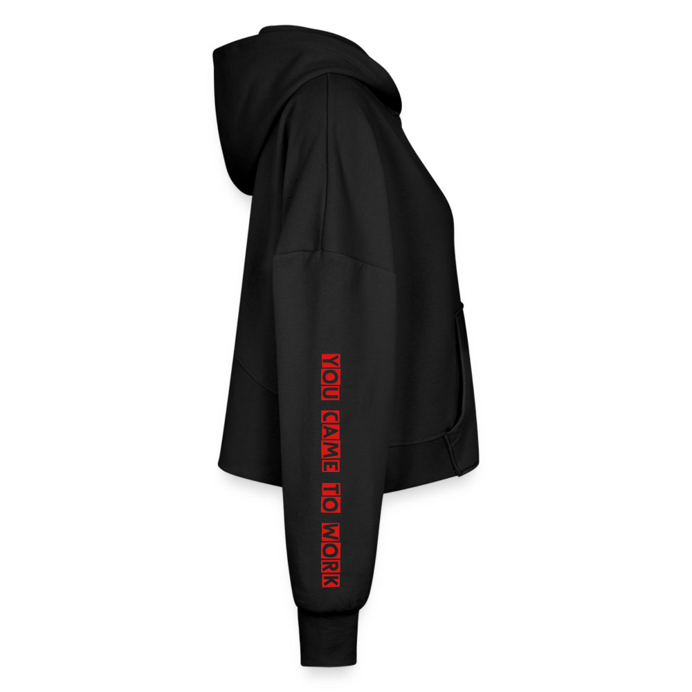 Women’s Cropped Hoodie & Jogger Short Set - black