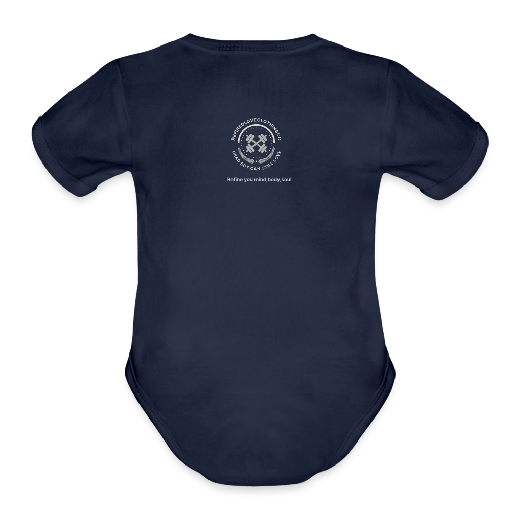 Organic Short Sleeve Baby Bodysuit - dark navy