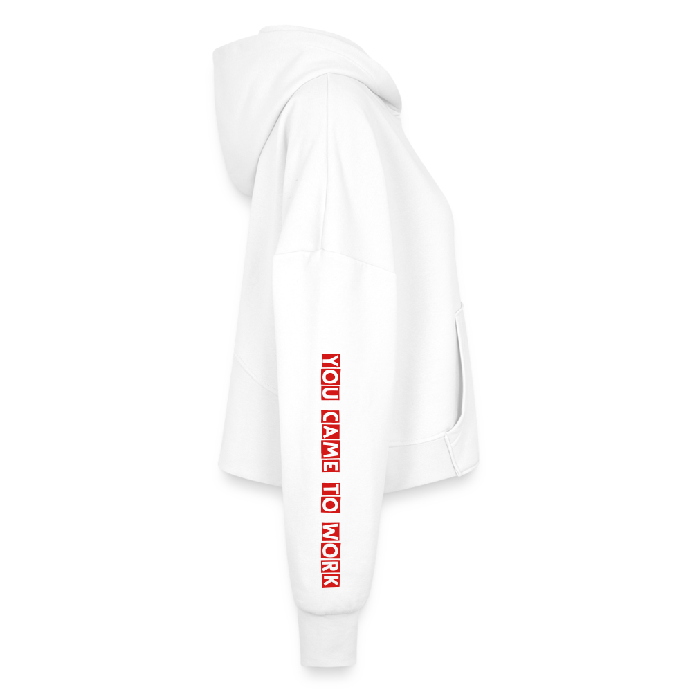 Women’s Cropped Hoodie & Jogger Short Set - white
