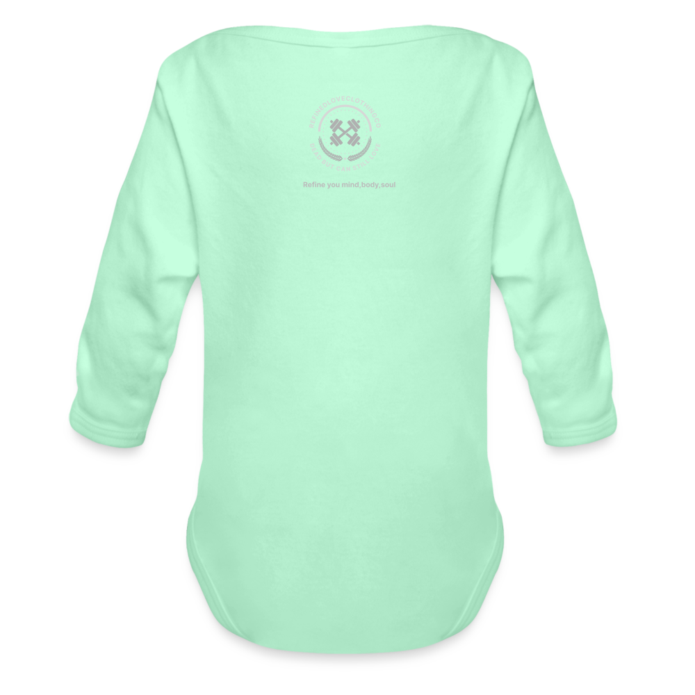 Organic Long Sleeve Baby Bodysuit - light mint