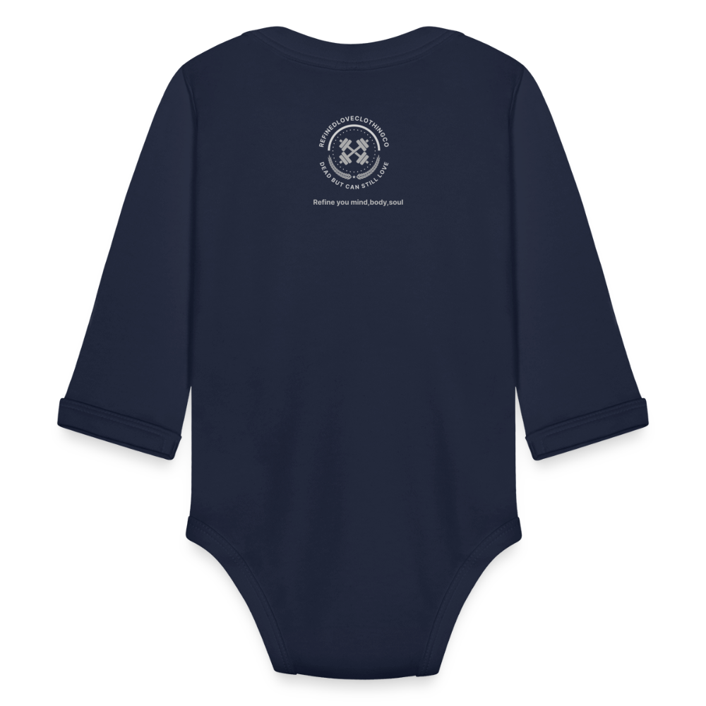 Organic Long Sleeve Baby Bodysuit - dark navy