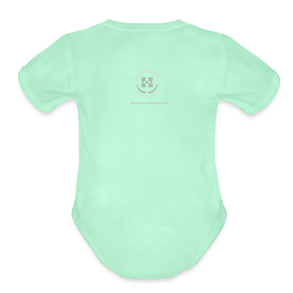 Organic Short Sleeve Baby Bodysuit - light mint