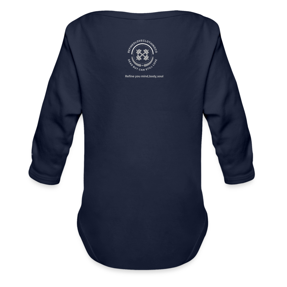Organic Long Sleeve Baby Bodysuit - dark navy