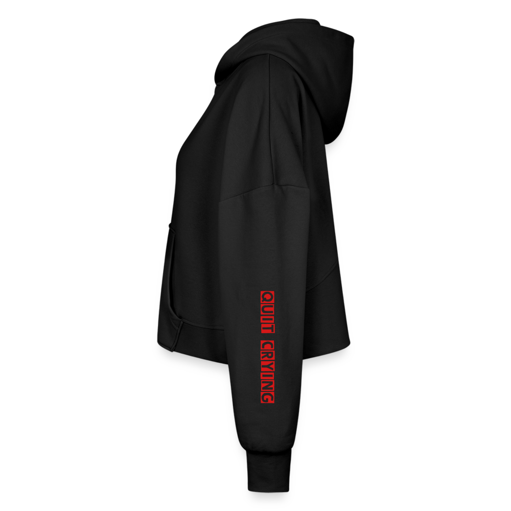 Women’s Cropped Hoodie & Jogger Short Set - black