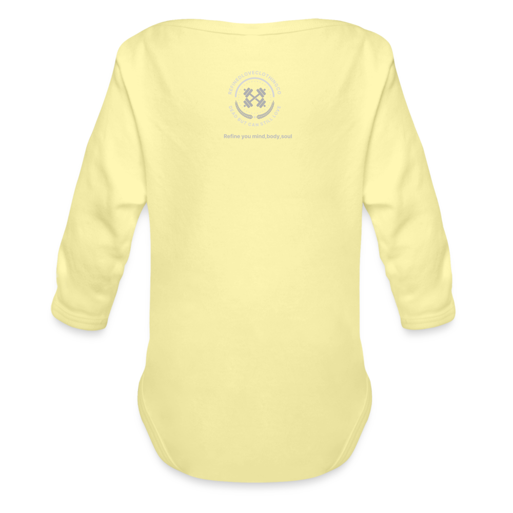 Organic Long Sleeve Baby Bodysuit - washed yellow