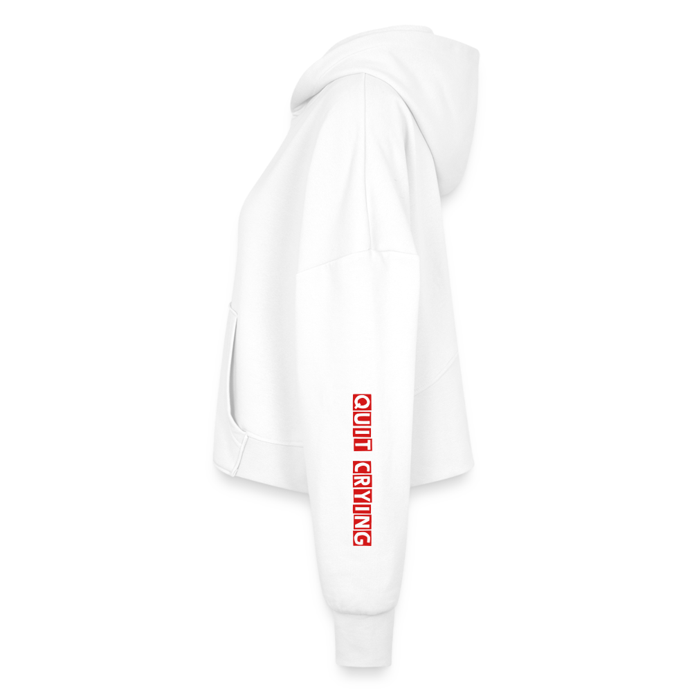 Women’s Cropped Hoodie & Jogger Short Set - white