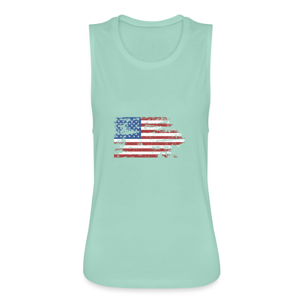 Women's Flowy Muscle Tank by American Pride - dusty mint blue