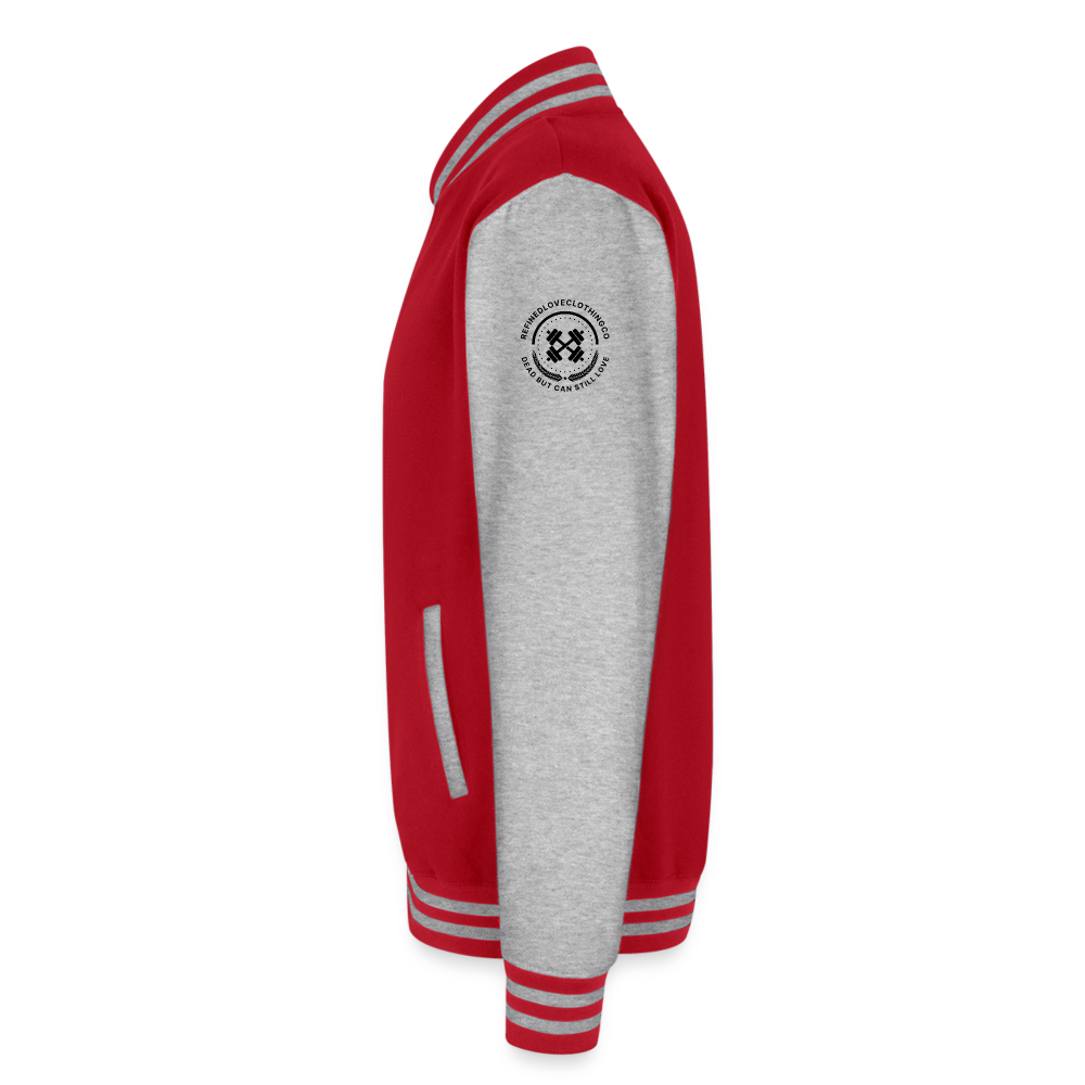 Just Hoods Heavyweight Letterman Jacket - red/heather grey