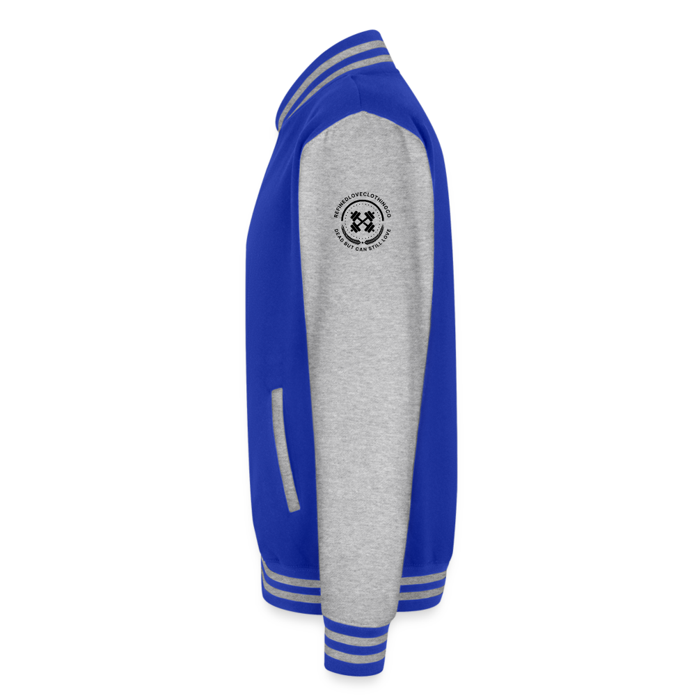 Just Hoods Heavyweight Letterman Jacket - royal/heather grey