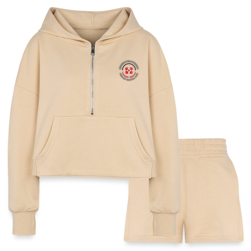 Women’s Cropped Hoodie & Jogger Short Set - nude