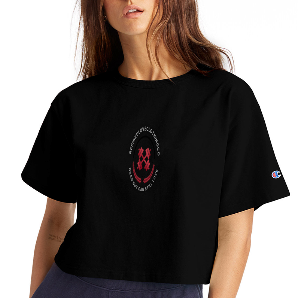 Champion Women’s Cropped T-Shirt (Black on Red) - black