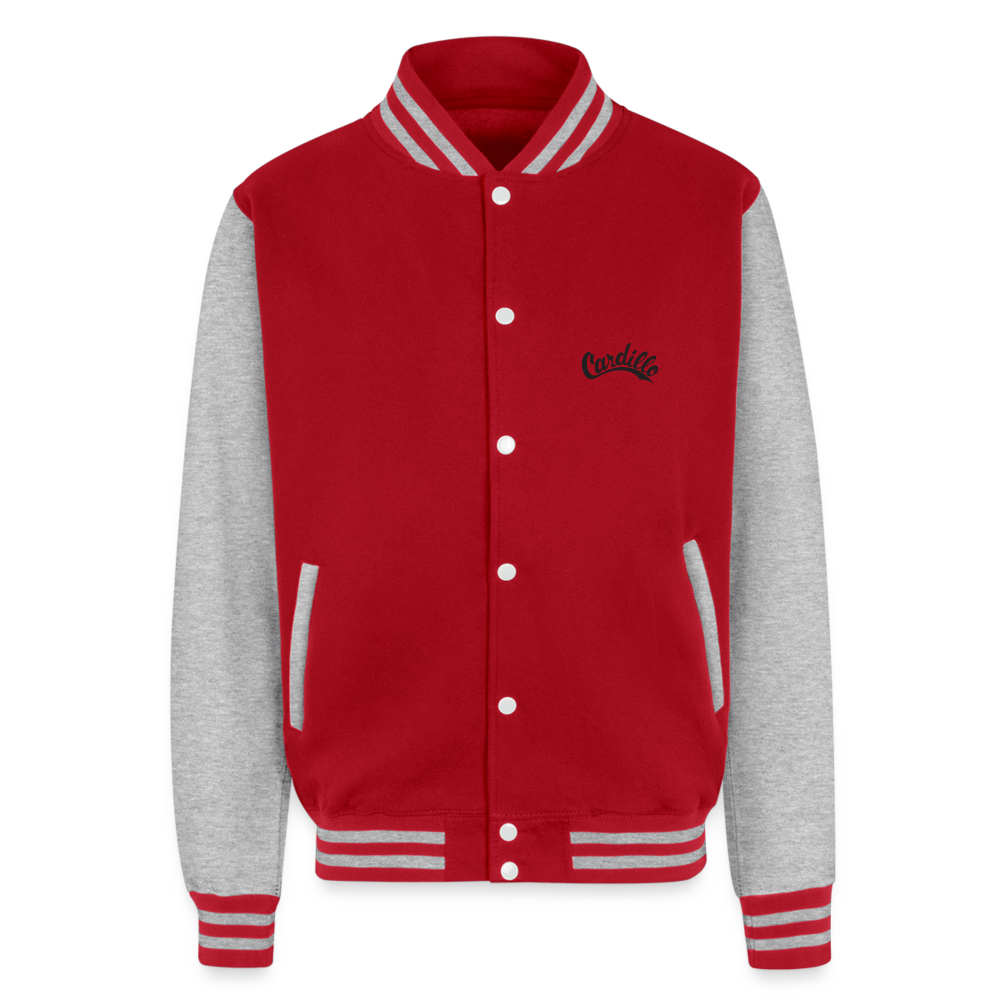 Just Hoods Heavyweight Letterman Jacket - red/heather grey
