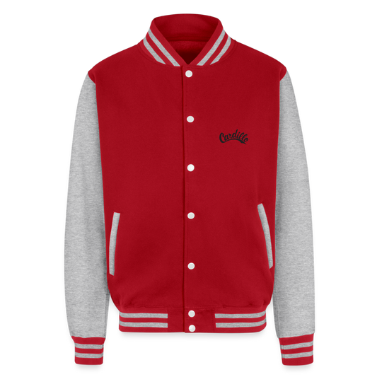 Just Hoods Heavyweight Letterman Jacket - red/heather grey