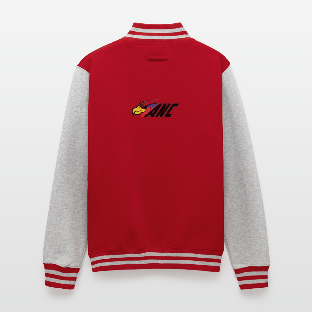 Just Hoods Heavyweight Letterman Jacket - red/heather grey