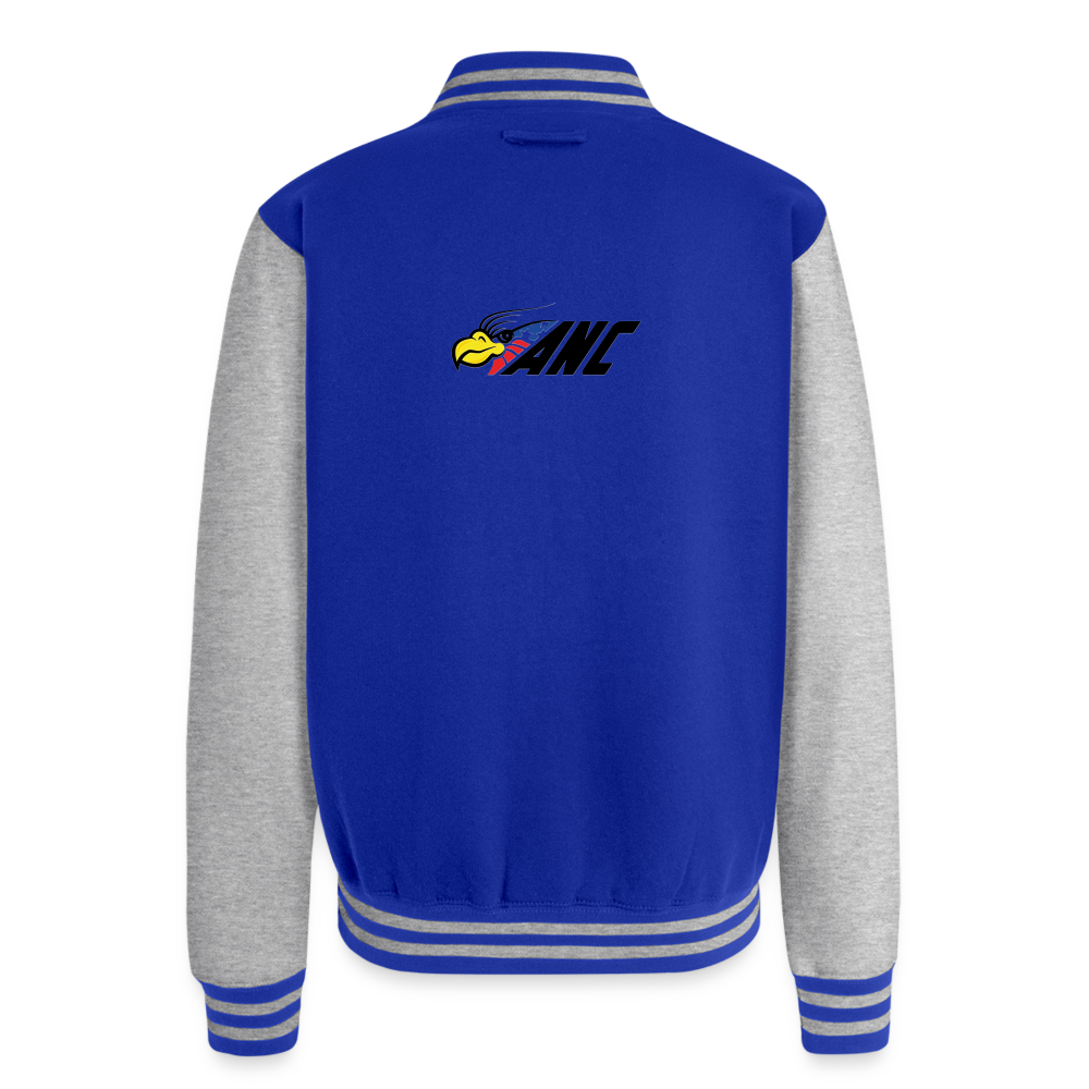 Just Hoods Heavyweight Letterman Jacket - royal/heather grey