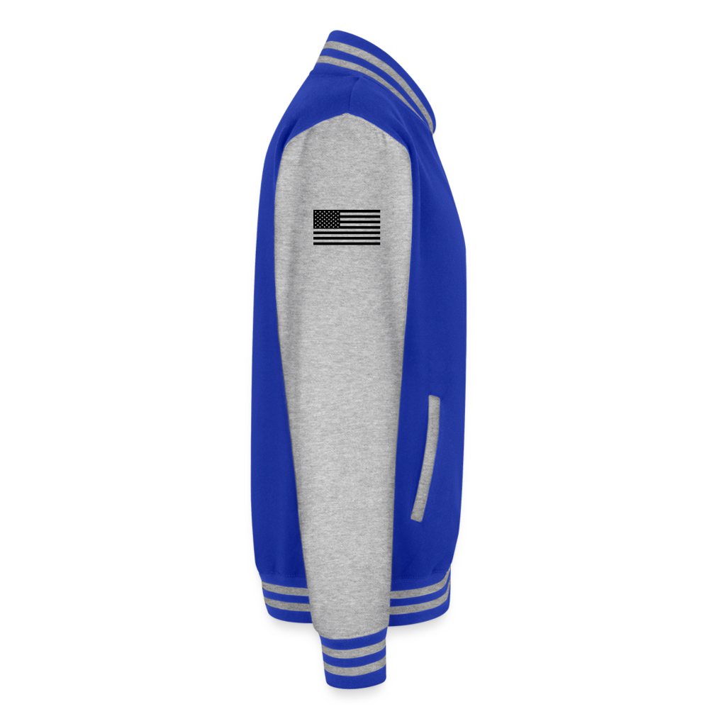 Just Hoods Heavyweight Letterman Jacket - royal/heather grey
