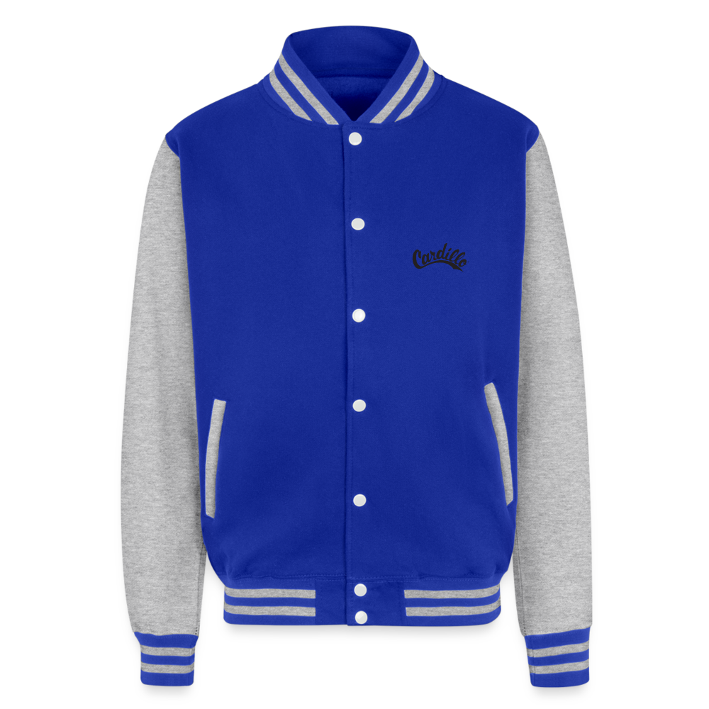 Just Hoods Heavyweight Letterman Jacket - royal/heather grey