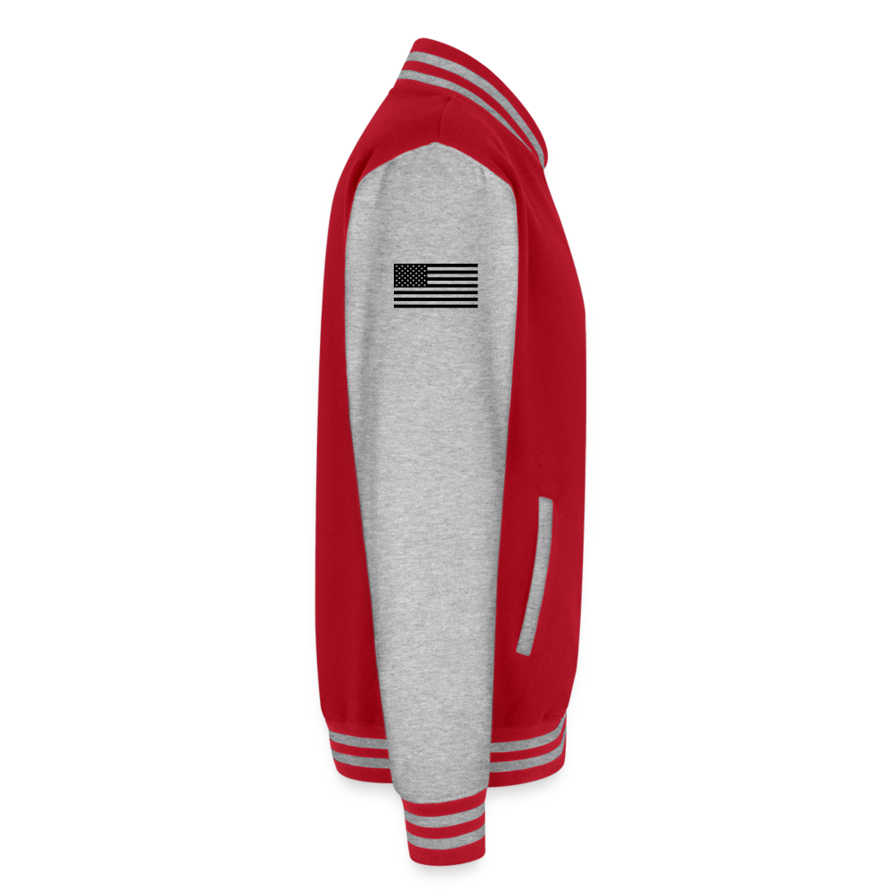 Just Hoods Heavyweight Letterman Jacket - red/heather grey