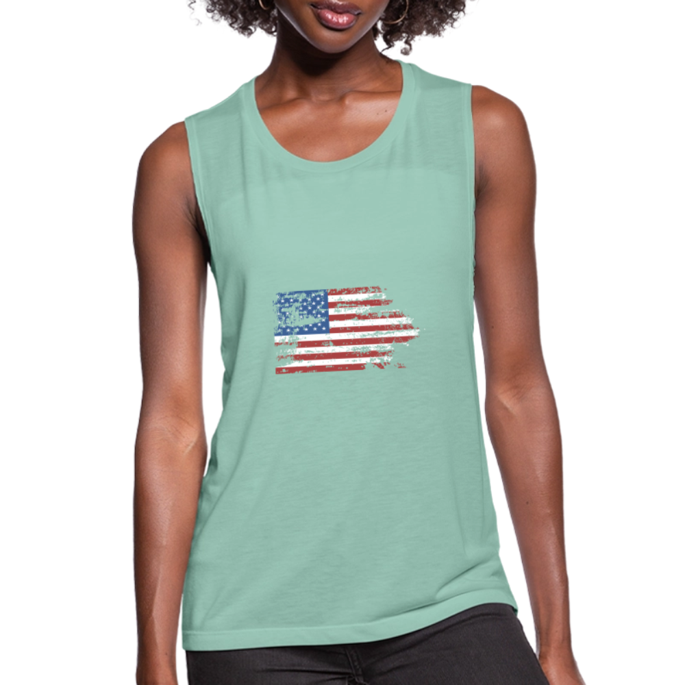 Women's Flowy Muscle Tank by American Pride - dusty mint blue